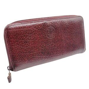 Vintage Michael Stevens Leather Zippered Wallet Mahogany Color Clutch Wallet